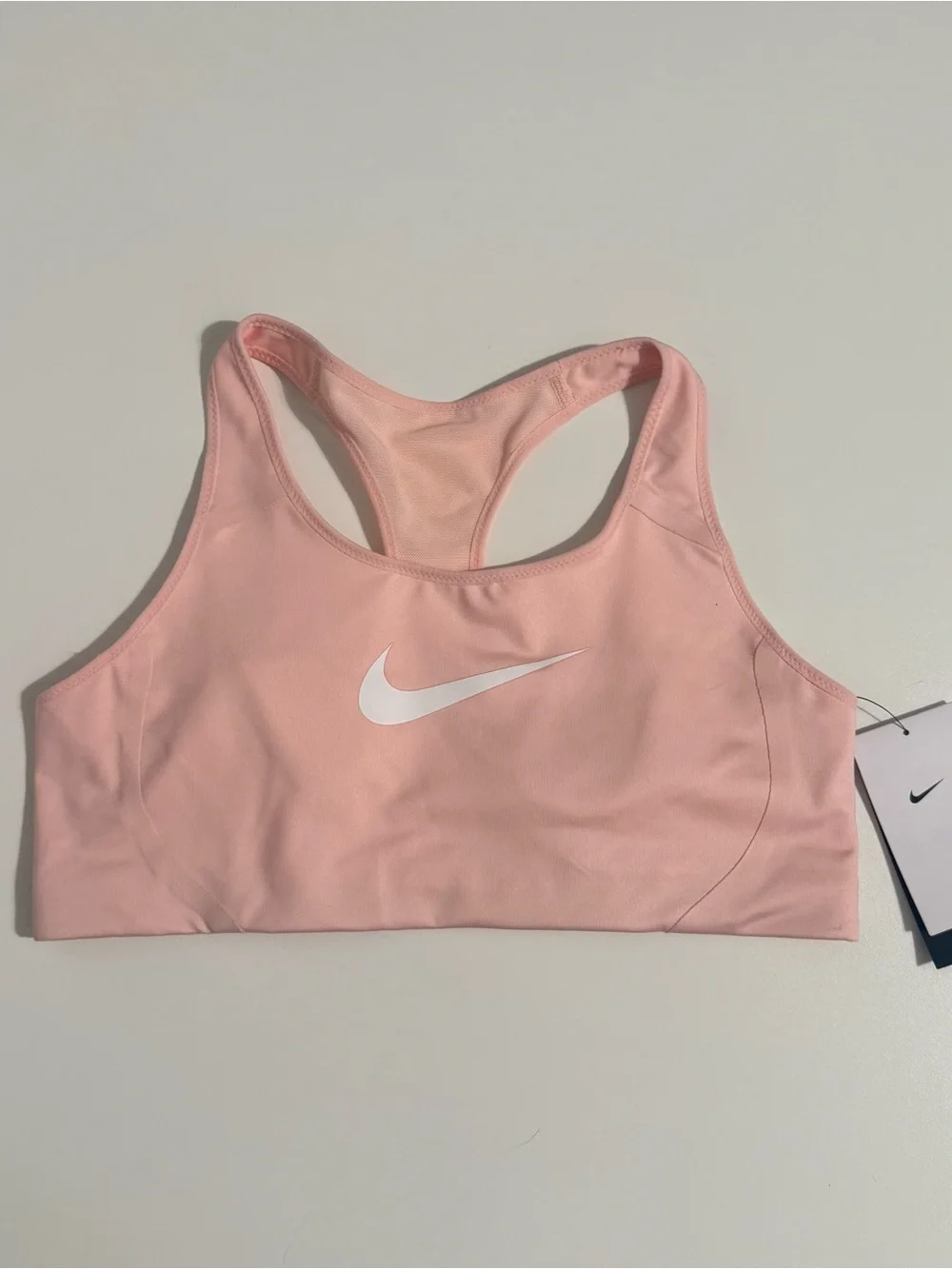 Nike Pink Racerback Sports Bra with White Swoosh Sz L
